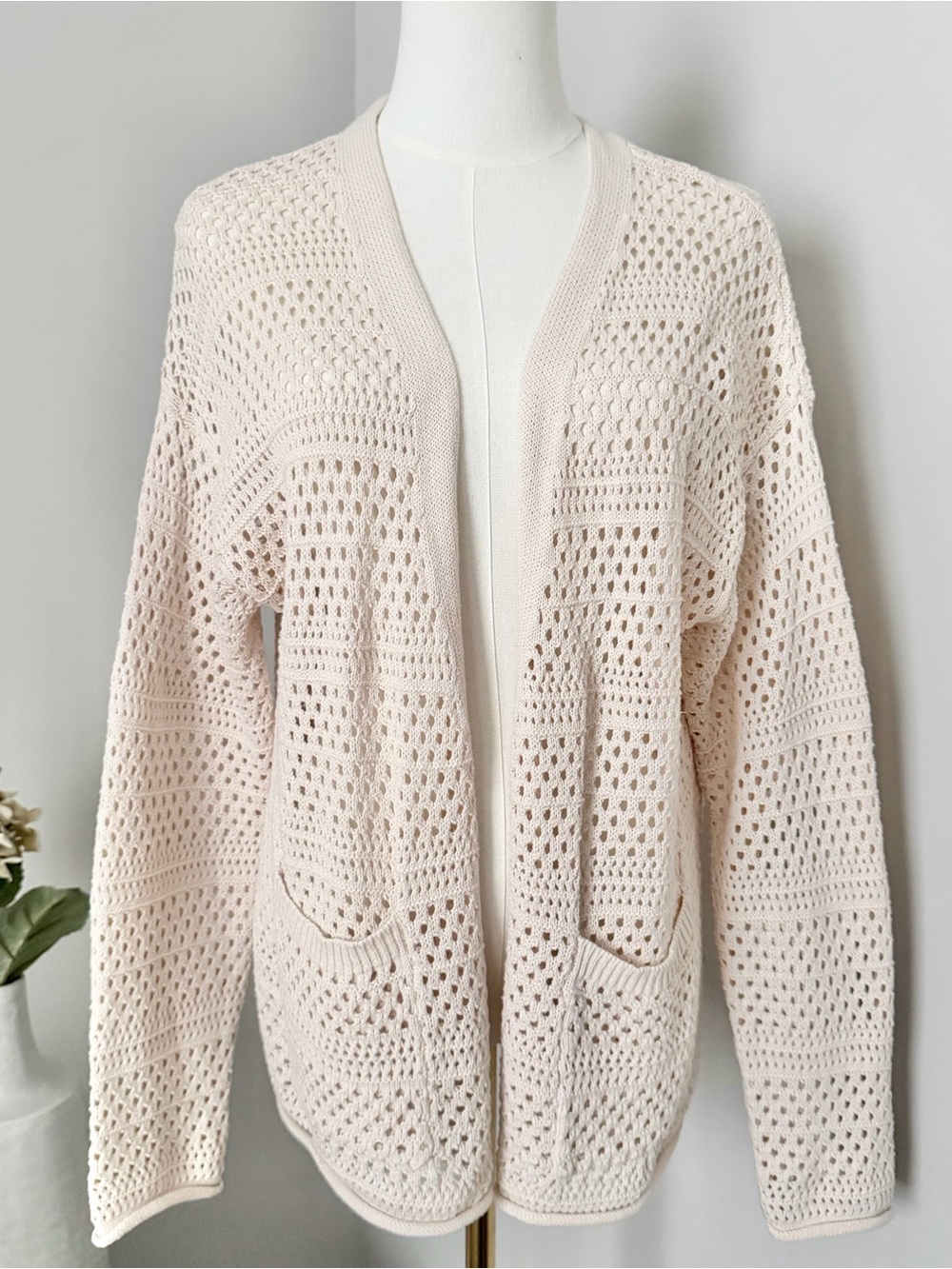 Open Knit Cardigan Sweater